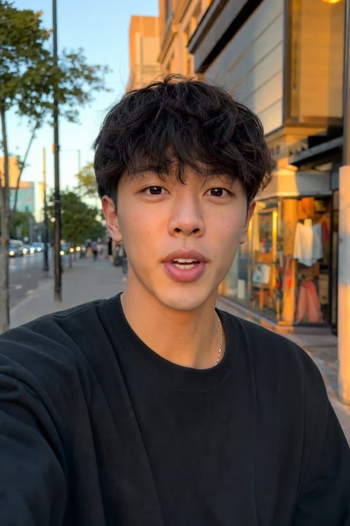 Creator filming a talking-head TikTok on the street